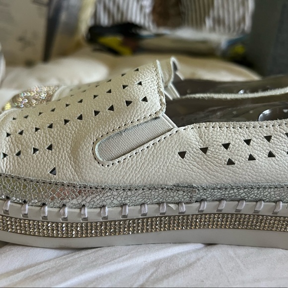 bernie mev. Shoes - NWT No Box. White leather and crystal slip ons. Perfect condition, never worn